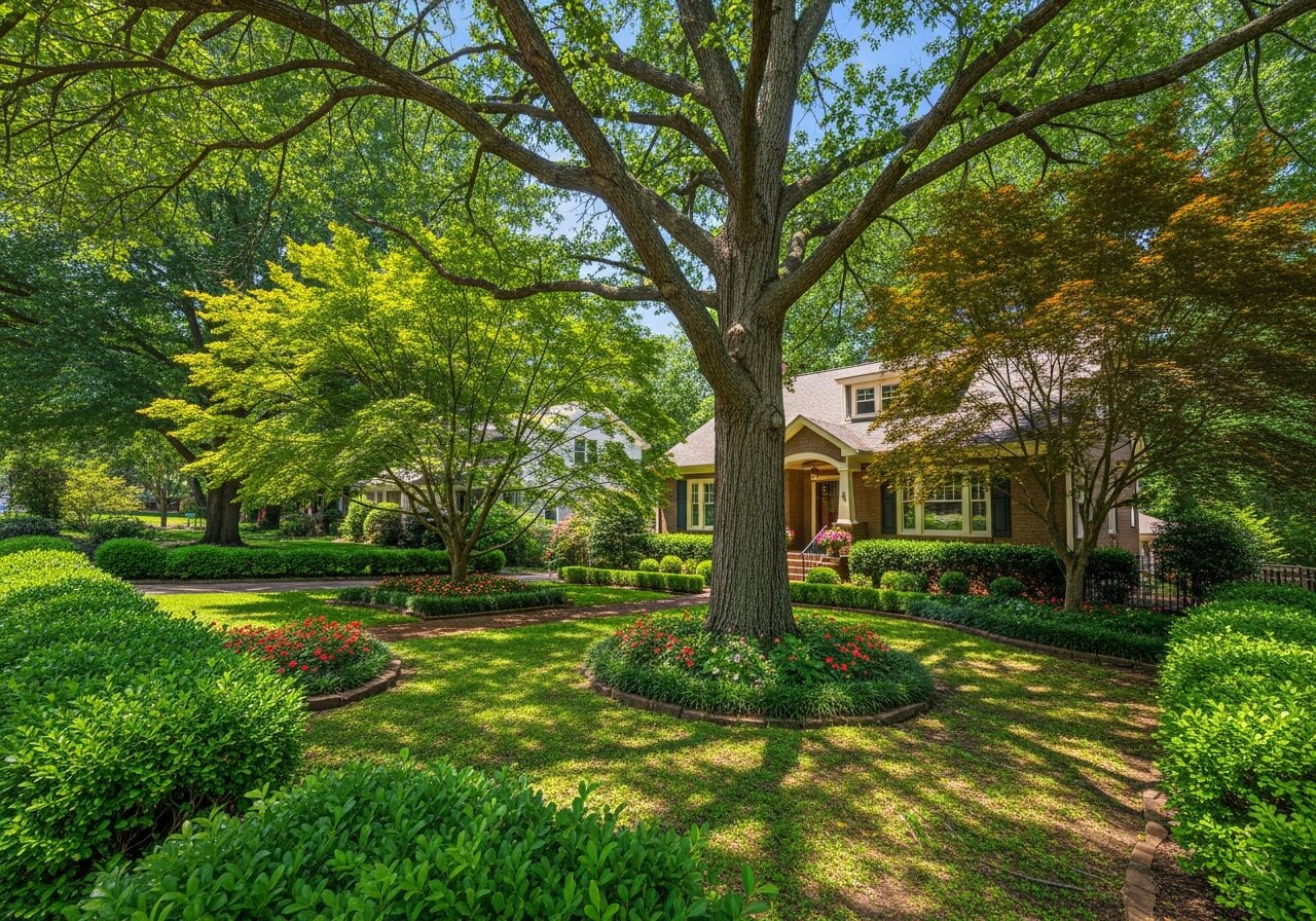 Beautiful yard after professional tree planting